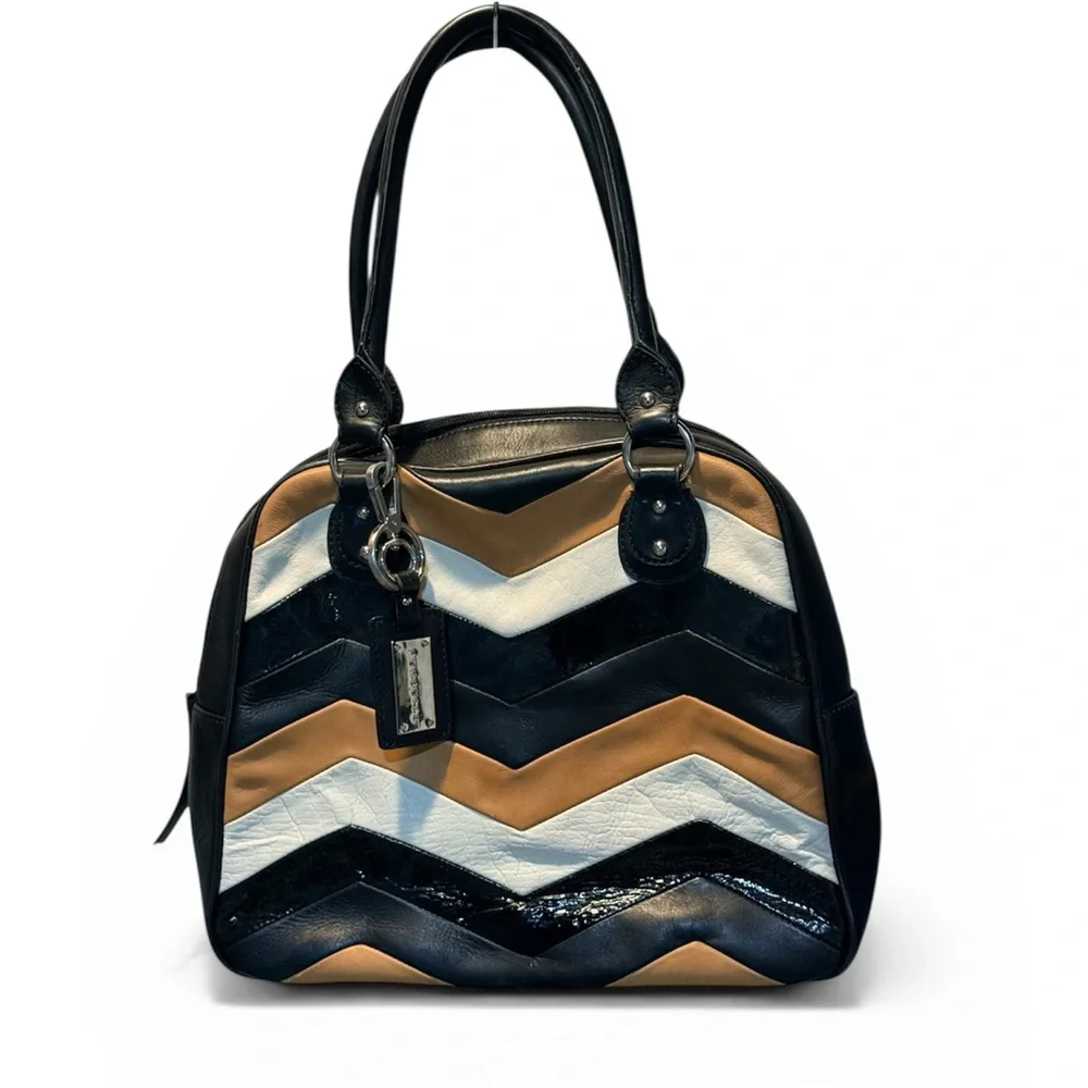 Pursuits Genuine Leather Chevron Retro Purse
